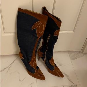 AUTHENTIC Dolce & Gabbana Denim and Suede Boots